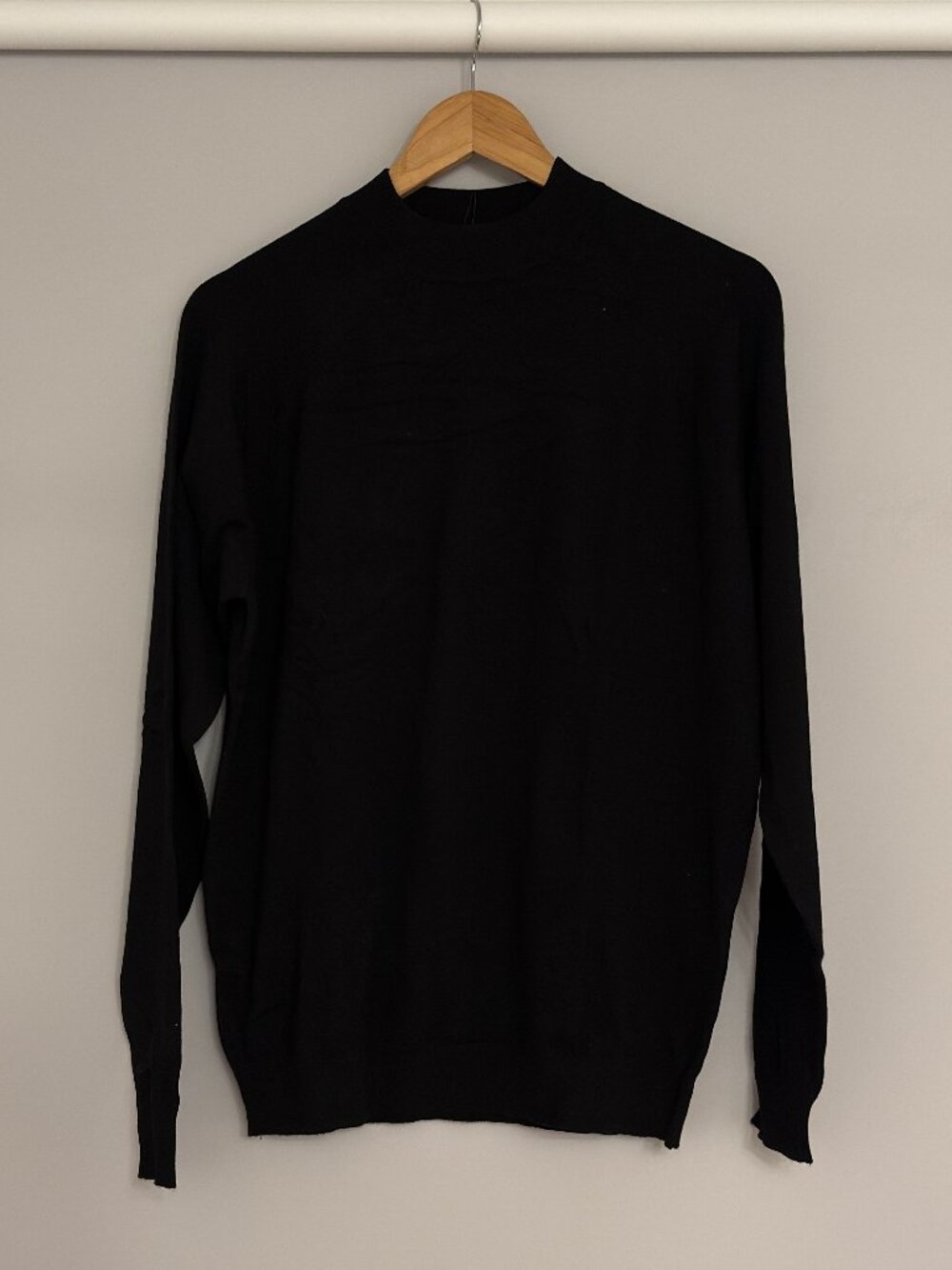 Zara Men's Black Mock Neck Sweater Fine Knit Long Sleeve Pullover NWT
